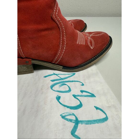 Sundance Etta Red Suede Western Festival Studded Ankle Boots Size EU 38/ 7,5 US - Picture 15 of 16